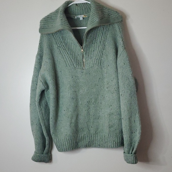 C&C California Sweaters - C&C California Chunky Knit Large Lapel Quarter Zip Sweater Size Extra Large